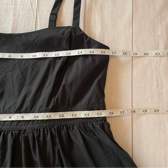 Gathered Cotton Poplin Midi Dress Womens M Black Whimsigoth Minimalist Well Worn - Picture 14 of 16